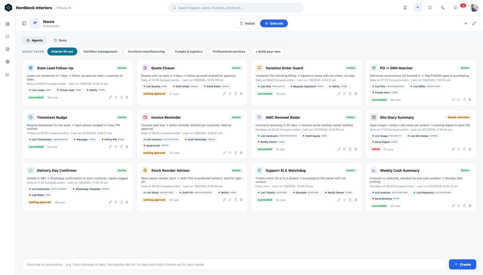Neonbee AI enterprise operations platform, built by Praveen VR