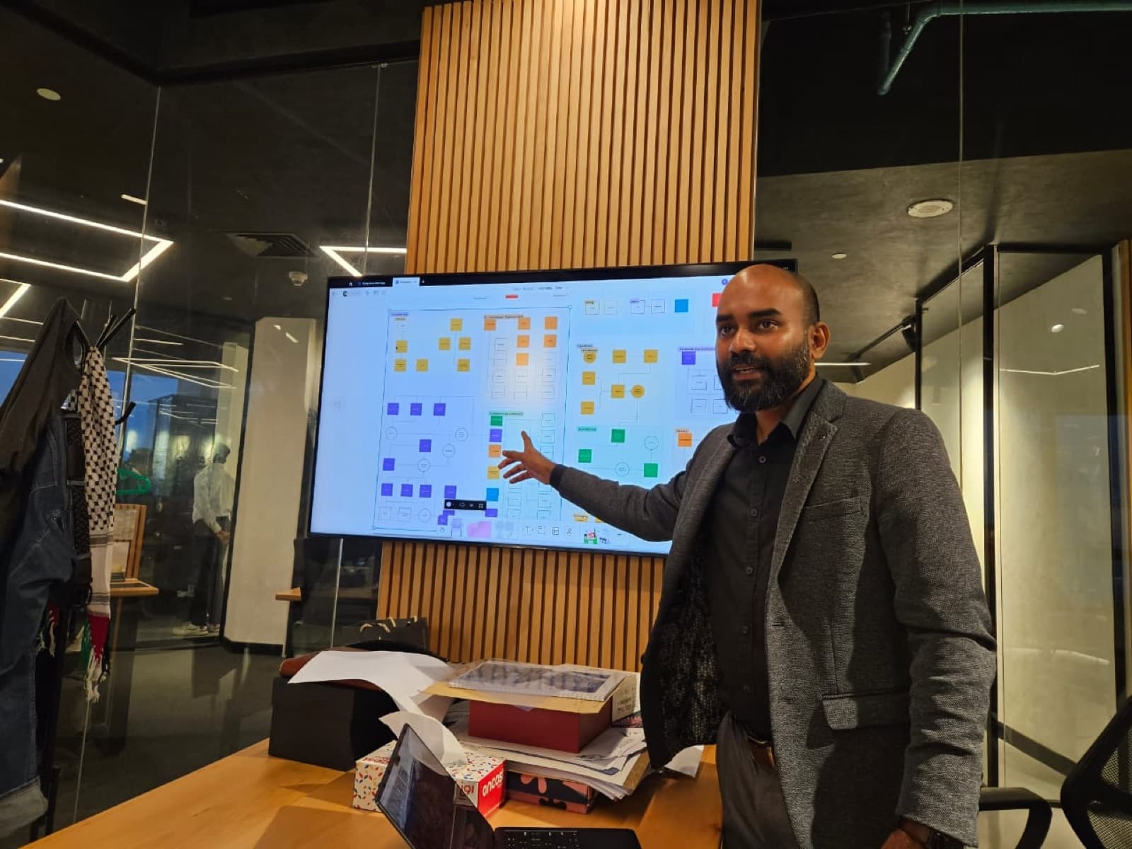 Praveen VR walking a small engineering team through a system map